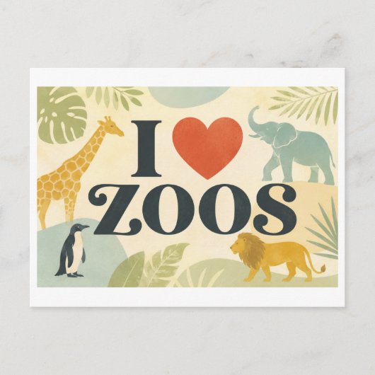 "Ich [Herz] Zoos" Postkarte (Vorderseite)