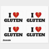 ICH HERZEN GLUTEN - I Liebe Gluten - Rechteckiger Aufkleber (Blatt)