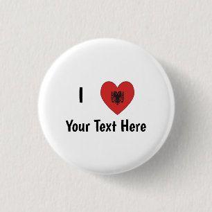 Ich (Herzförmige albanische Flagge) Ihren Text Button