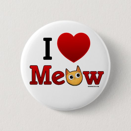 "Ich Herzmeow-" "ich Herz-Katzen-" Katzen-Button Button (Vorderseite)