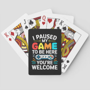 Ich hielt mein Spiel an, um hier Shirt Männer Frau Spielkarten