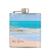 Ich hier am Strand Flachmann (Vorderseite)