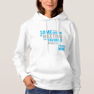 Ich hob meinen hellblauen Lieblingsathleten - an Hoodie