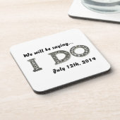 Ich Hochzeit Bling Save the Date trinken Untersetz Getränkeuntersetzer (Linke Seite)