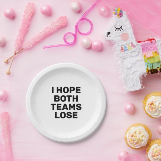 Ich hoffe, beide Teams verlieren den Funny Footbal Pappteller (Party)