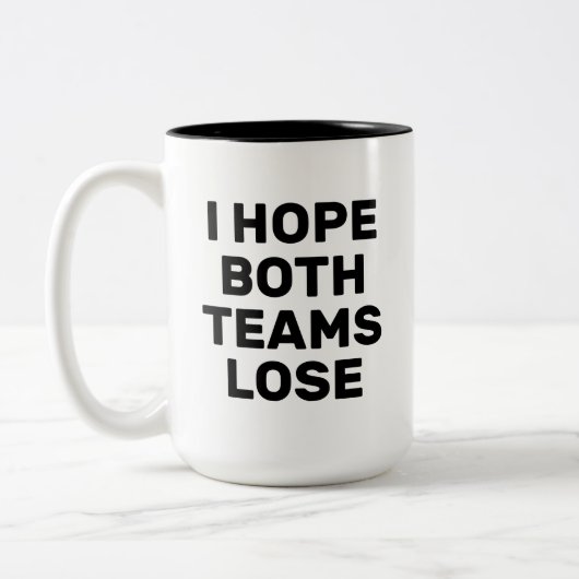 Ich hoffe, beide Teams verlieren den Funny Footbal Zweifarbige Tasse (Links)