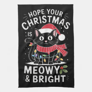 Ich hoffe, dein Weihnachten ist miauzend und hell  Geschirrtuch