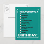 Ich hoffe, du hast... Geburtstag Postkarte (Vorne/Hinten)