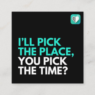 Ich hole, du pflückst? quadratische visitenkarte