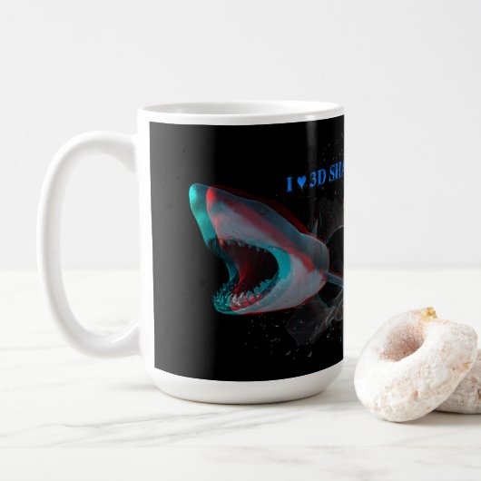 Ich höre 3D-Haie Kaffeetasse (Mit Donut)
