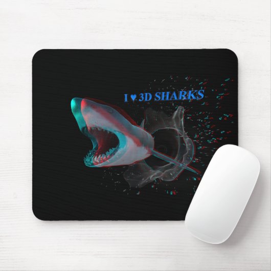 Ich höre 3D-Haie Mousepad (Mit Mouse)