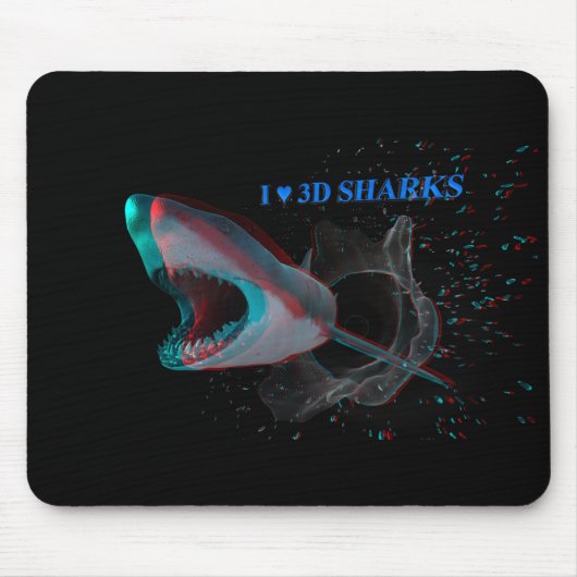 Ich höre 3D-Haie Mousepad (Vorne)