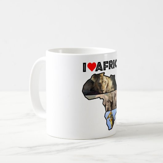 Ich höre Afrika Karte Afrika Wildlife Collage Kaffeetasse (Vorderseite Links)