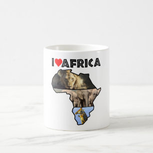 Ich höre Afrika Karte Afrika Wildlife Collage Kaffeetasse