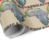 Ich höre Afrika Karte Black Elephant Bull Geschenkpapier (Rolleneckpunkt)