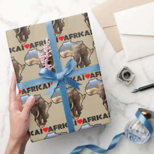 Ich höre Afrika Karte Black Elephant Bull Geschenkpapier