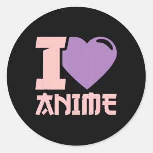 Ich höre Anime I Liebe Anime Runder Aufkleber