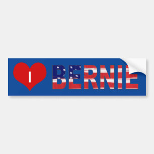Ich höre BERNIE! auf Blau mit Flagge Autoaufkleber