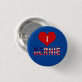 Ich höre BERNIE! auf Blau mit Flagge Button (Vorne & Hinten)