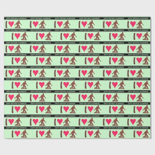 Ich höre Bigfoot Walking Sasquatch Happy Geburtsta Geschenkpapier (Flach)