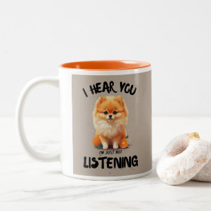 Ich höre dich lustigen Spitz Hund Lover Design Zweifarbige Tasse