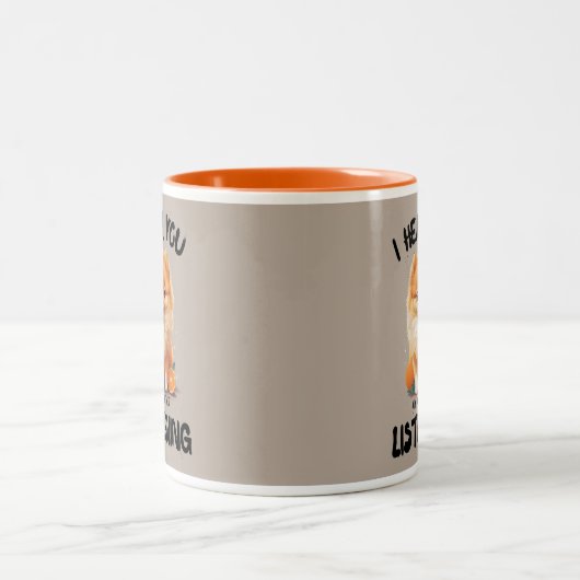 Ich höre dich lustigen Spitz Hund Lover Design Zweifarbige Tasse (Mittel)