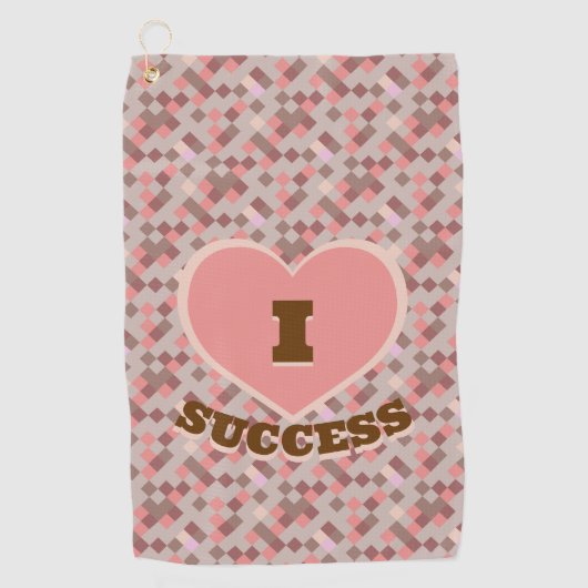 Ich höre Erfolg Korallenbraun rosa Schachbrettmust Golfhandtuch (Vorderseite)