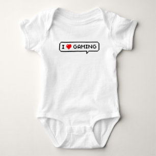 Ich höre Gaming I Liebe Gaming Simple Pixel Art Baby Strampler