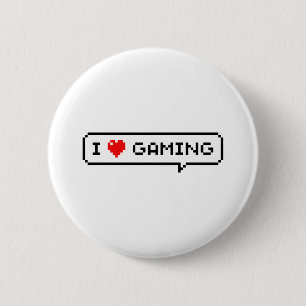 Ich höre Gaming I Liebe Gaming Simple Pixel Art Button