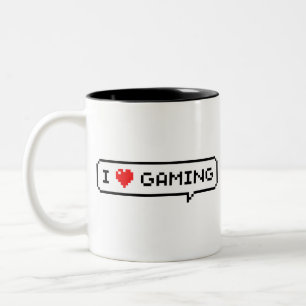 Ich höre Gaming I Liebe Gaming Simple Pixel Art Zweifarbige Tasse