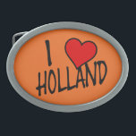 Ich höre Holland auf oder bcnt Ovale Gürtelschnalle<br><div class="desc">Ich habe Holland bk auf orange Gürtelschnalle Design © Trinkets and Things 2022 - AHP Design. Alle Rechte vorbehalten.</div>