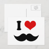 Ich höre ich Liebe Black Mustache Postkarte (Vorne/Hinten)
