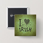 Ich höre irisches Kleeblatt St. Patrick's Day Button (Vorne & Hinten)