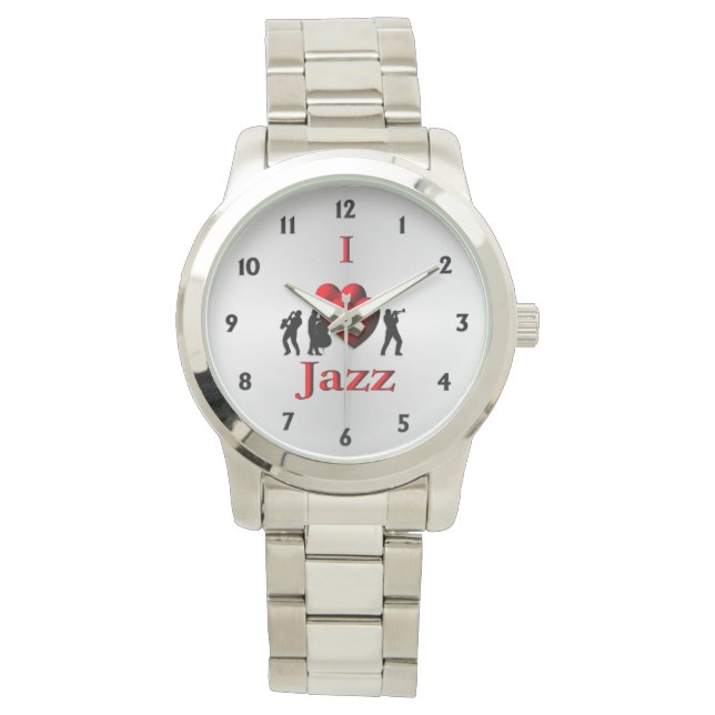 Ich höre Jazz mit schwarzen Zahlen Armbanduhr (Vorderseite)