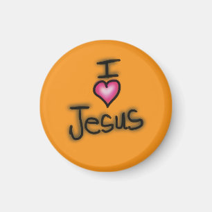 Ich höre Jesus I Liebe Jesus Orange Magnet
