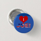 Ich höre JOE! auf Blau mit Flagge Button (Vorne & Hinten)