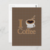 Ich höre Kaffee & Brown Gingham Postkarte (Vorne/Hinten)