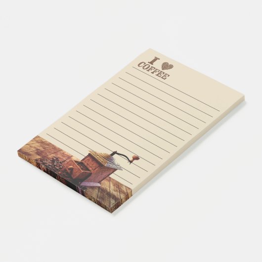 Ich höre Kaffee- und Kaffeemaschine Post-it Klebezettel (angewinkelt)