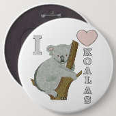 Ich höre Koalas Fuzzy Animals Button (Vorne & Hinten)