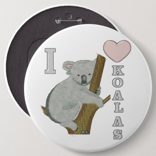 Ich höre Koalas Fuzzy Animals Button (Vorne & Hinten)