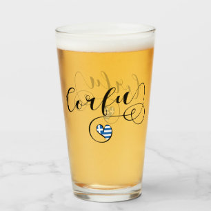 Ich höre Korfu, griechische Flagge, Kerkyra Glas