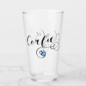 Ich höre Korfu, griechische Flagge, Kerkyra Glas (Vorderseite)