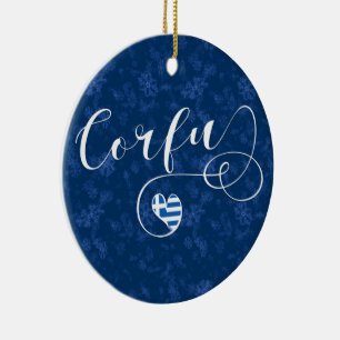 Ich höre Korfu, griechische Flagge, Kerkyra Keramik Ornament