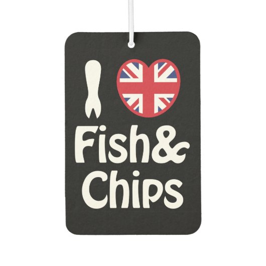 Ich höre [Liebe] Fisch & Chips Air Freshener Autolufterfrischer (Vorderseite)