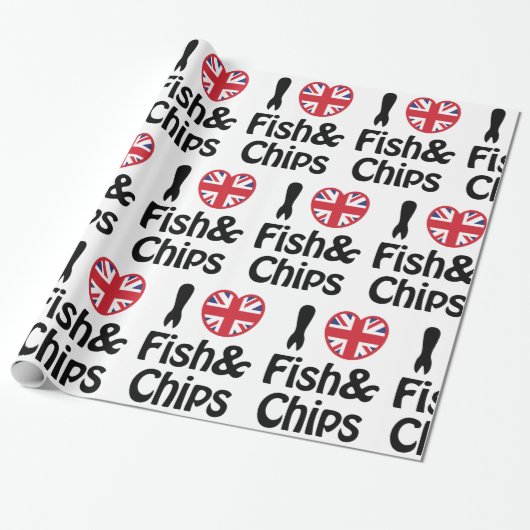 Ich höre [Liebe] Fisch & Chips Wrapping Paper Geschenkpapier (Ungerollt)