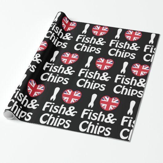 Ich höre [Liebe] Fisch & Chips Wrapping Paper Geschenkpapier (Ungerollt)