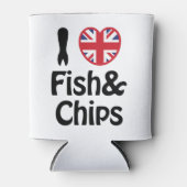 Ich höre [Liebe] Fisch und Chips Dosenkühler (Vorderseite)