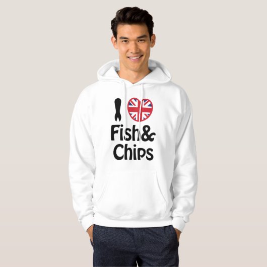 Ich höre [Liebe] Fisch und Chips Hoodie (Vorne ganz)