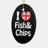 Ich höre [Liebe] Fisch und Chips Keramik Ornament (Links)