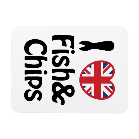 Ich höre [Liebe] Fisch und Chips Magnet (Horizontal)